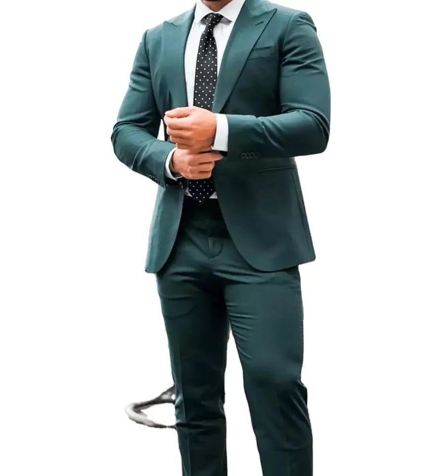 2025 New Handsome Dark Green Groomsmen Men Suits Groom Wear Wedding Veste Homme Slim Fit Groom Tuxedos for Man(Jacket+Pants)