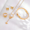 Wholesale Fashion 18K Gold Plated Stainless Steel Butterfly Necklace Earrings Rings Charm Pendant Women Butterfly Jewelry Set