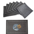 4pcs Classic Eco-Friendly Gray Linen Hemstitch Dual-Layer Plate & Cup Place Mats