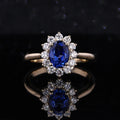 Royal Blue Lab Grown Sapphire Oval Shape 10K Yellow Gold Engagement Ring