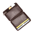 Black Mens Strong Magnetic RFID Blocking Slim Genuine Leather Money Clip