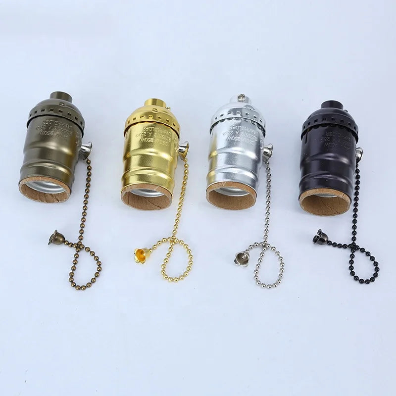 Lighting Accessories Aluminium Ceiling Lamp Holder E26 Antique Brass Pull Chain Lampholder E27 Bulb Holder Light Socket
