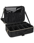 Relavel Travel Cosmetic Train Case Organizer Brush Holder Waterproof 3 Layer Large Capacity PU Makeup Vanity Case
