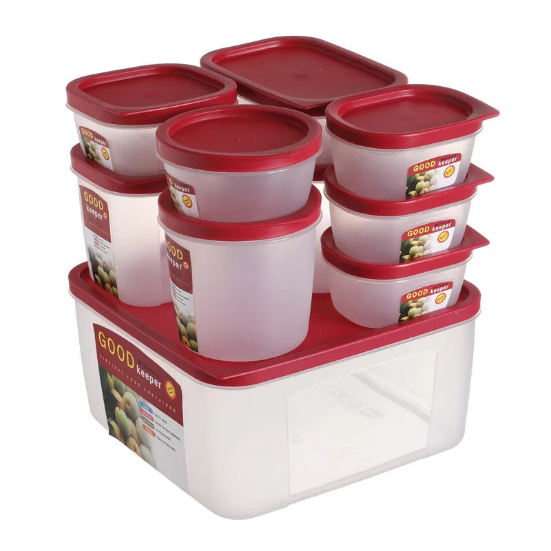 OWNSWING 10pcs Plastic Food Storage Container Reusable Freezer Food Lunch Box BPA-Free Container Set With Lid