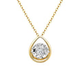 Women 18K Real Pure Gold Diamond Bezel Set Solitaire Choker Necklace Jewelry