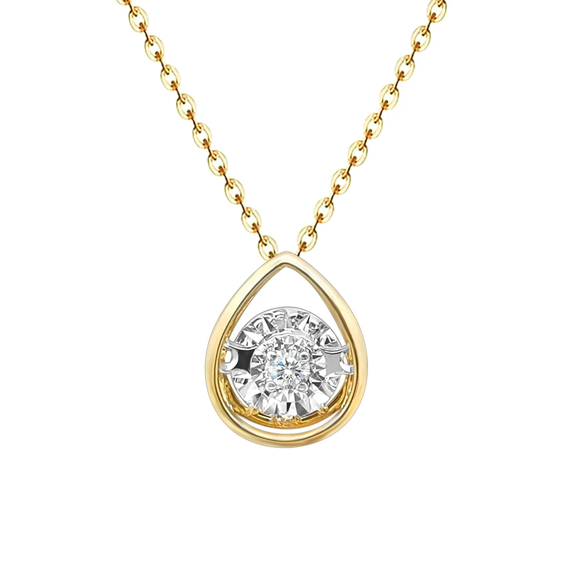 Women 18K Real Pure Gold Diamond Bezel Set Solitaire Choker Necklace Jewelry