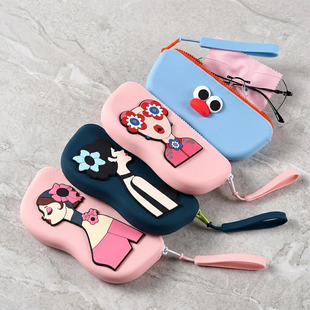 Hot Sale Portable Lightweight Silicone Glasses Case Waterproof Dustproof Custom Pattern DIY Minimalist Sunglasses Storage Bag