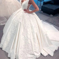 New Luxury Wedding Dress Ball Gown Puffy Satin Lace Beading Appliques Sleeveless Bridal Dress Custom Made Wedding Bridal Gowns