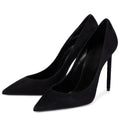 Large Size Classic Ladies Shoes Black Faux Suede Silk Thin Heel Pointed Toe Party Stilettos High Heels Pumps Women Footwear