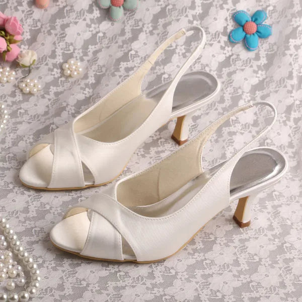 Discount Ivory Satin Sandals Wedding Shoes