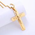 18k Gold Plated Stainless Steel Christ Crucifix Christian Pictures of Jesus Cross Pendant Necklace
