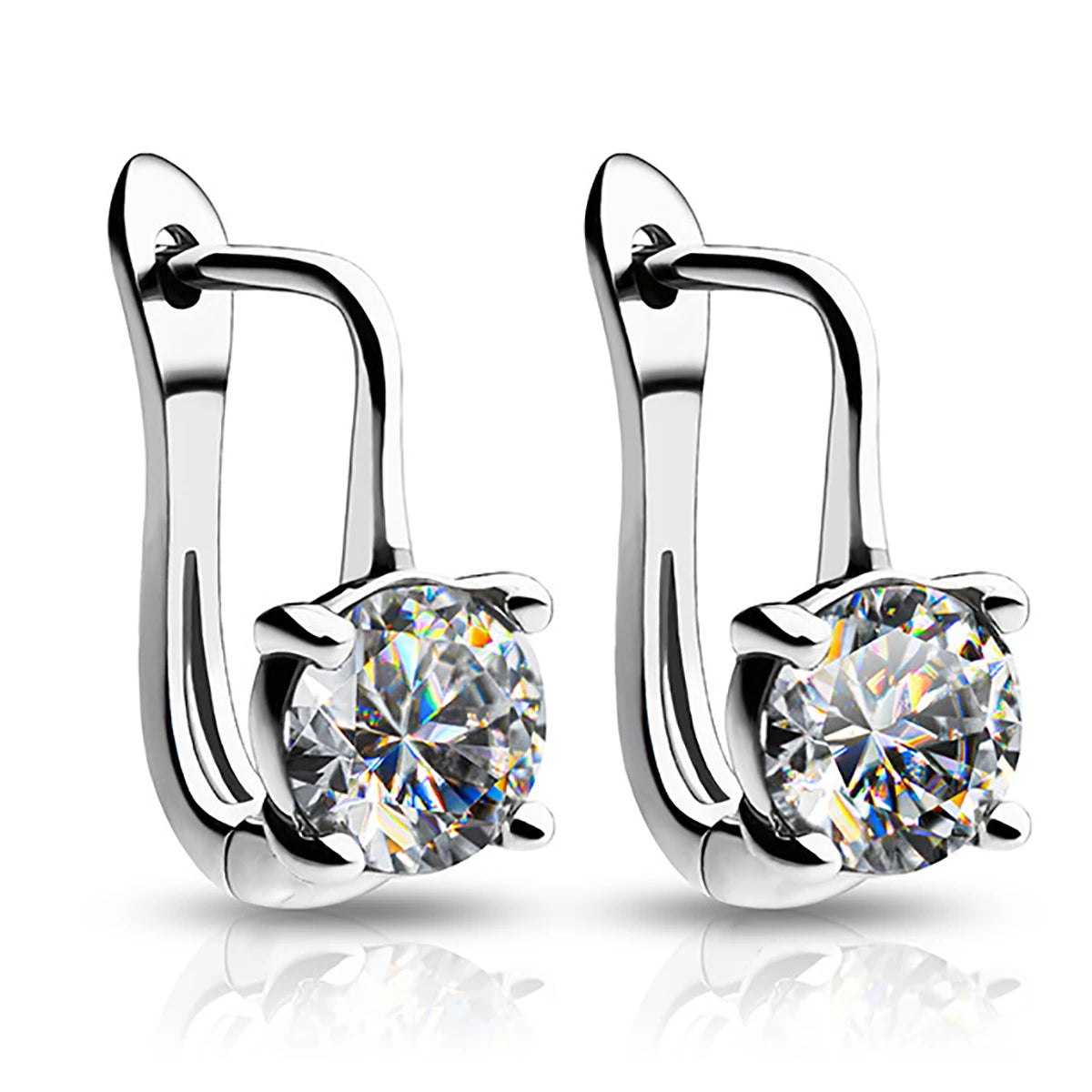 CAOSHI Custom Contracted Style Imitated Diamond Earrings for Women Fashion Party Silver Plated CZ Wedding Hoop Earrings Jewelry