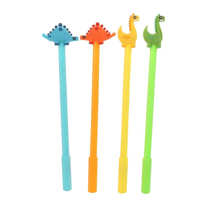 Customized logo Creative Cartoon Cute Plastic Dinosaur Gel Pen for Kids