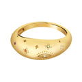 LOZRUNVE Gold Vermeil Zirconia Hiphop Vintage Evil Eye Dome Chunky Ring Silver 925
