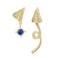 Dylam No Moq Cute Design 925 Sterling Silver 18K Gold Plated Diamond 5A Cubic Zirconia Paper Airplane Stud Earrings Women
