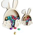 Custom Laser Cutting Wooden Easter Bunny Egg Bank Holder Drop Box for Chocolate Eggs