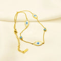 Custom Classic Anniversary 18K Gold White Shell Turkish Blue Eye 316L Stainless Steel Box Chain Pendant Necklace