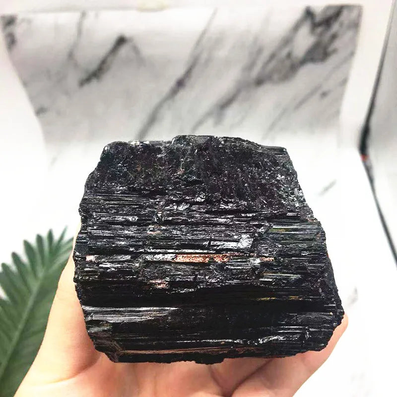 New Product Ying Lai Jewelry Black Tourmaline Rough Stone Raw Polished Crystal Diamond Customized Logo for Home Decoration