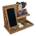 Tailai Customized Wood Phone Docking Station Key Holder Wallet Watch Organizer Stand Watch Stand Display for Promotional Gift
