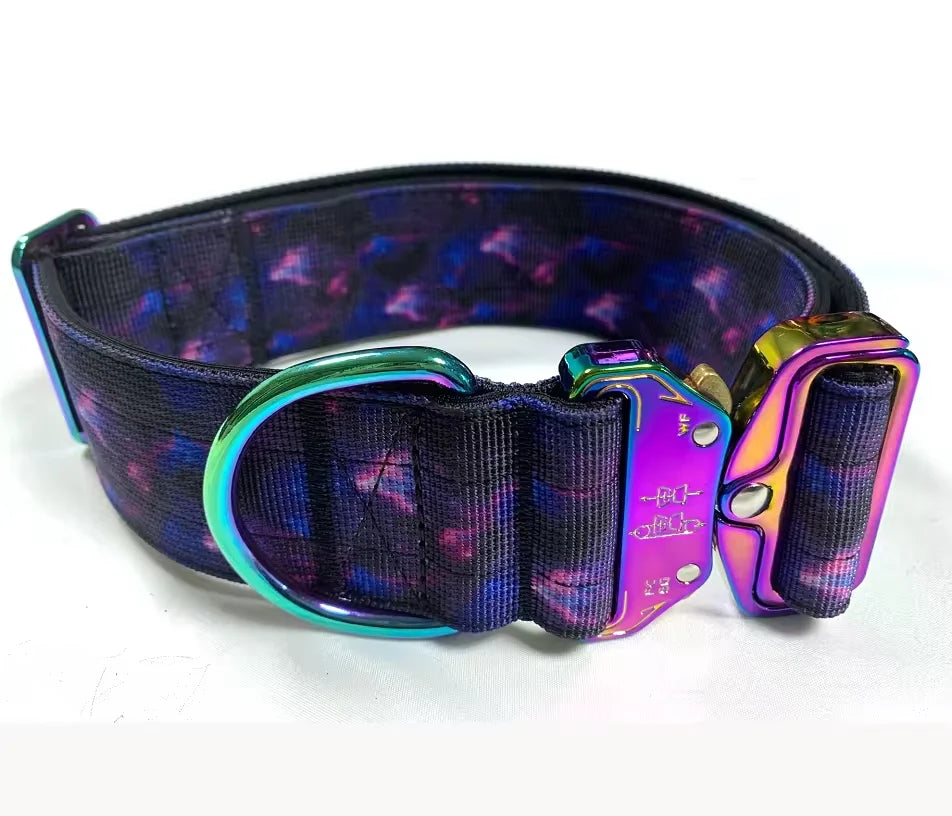 Fashion Design Tactical Modern Nylon Iron Adjustable Heavy Duty Collar for Dogs with Quick Release Buckle