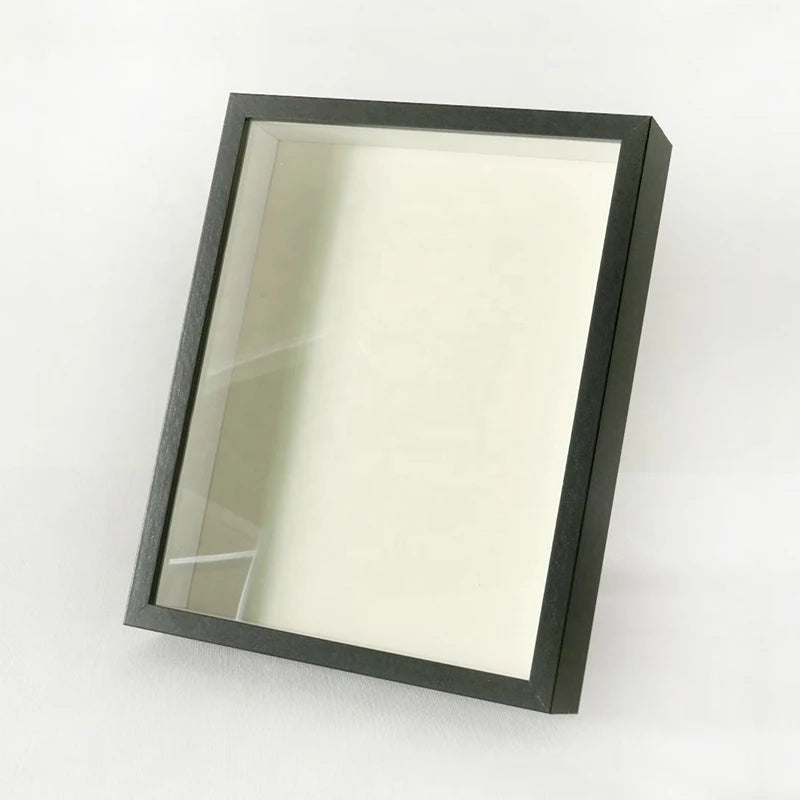 Walnut Wood Korean Style Flower Design Eco-Friendly Deep 3D Shadow Box Photo Frame Black UV Printed