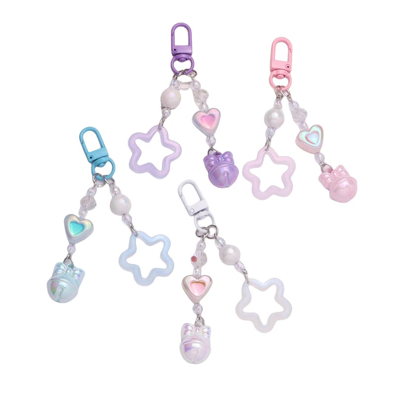 Hollow Pentagram Y2k Star Keychain Bell Pendant Cute Charm Key Ring Handbag Lanyard Accessories Car Hanging Trinket Key Holder