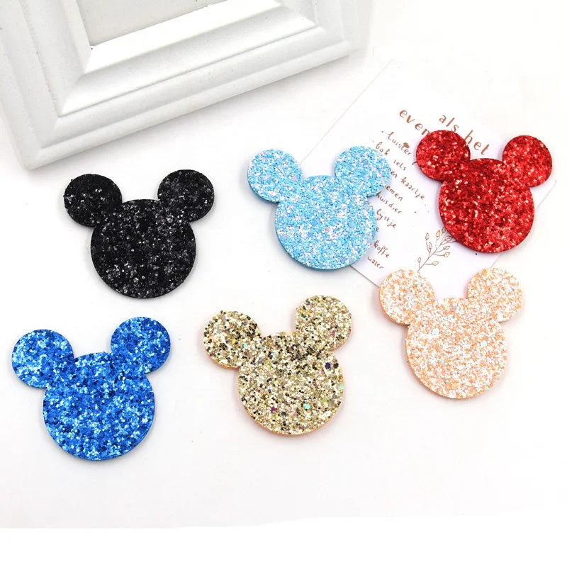 Kids 6.5 CM Big Size Glitter Shinny Mouse Ear DIY Accessories for Costume and Handmade Hair Trims