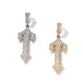 Vintage Men's Cross Sword Pendant Necklace Gold and White Trendy Brass Micro Zircon Insert with Rope Chain Wholesale