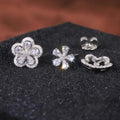 SU208 Abiding Flower Shape Stud Earrings 10K 14K Solid White Gold Lab Grown Diamond Convertible Women Stud Earrings
