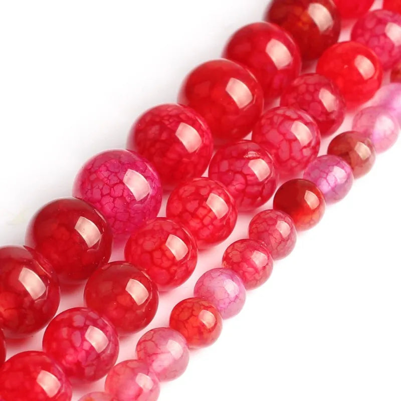 Red Dragon Veins Agate Round Beads DIY Jewelry Making Accessories for Bracelet Necklace Stone Material