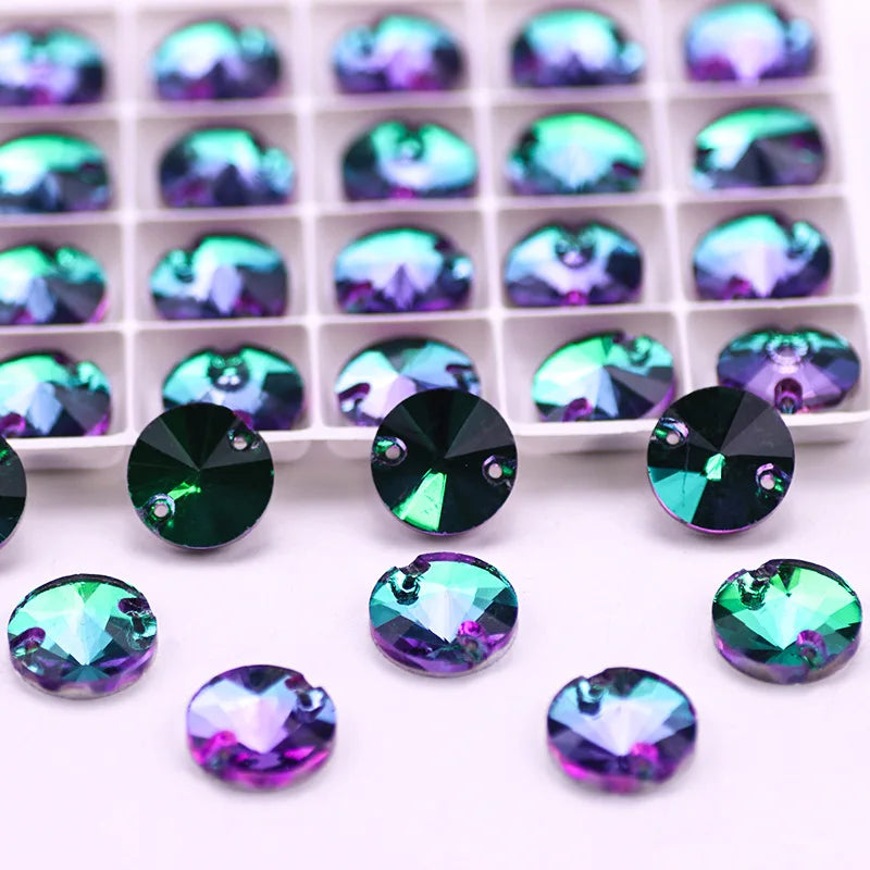 Wholesale Multiple Shapes Flame Gradient Colors Flat Back Sew on Glass Rhinestone Sewing Crystals for Garment Shoes Bag Clothing