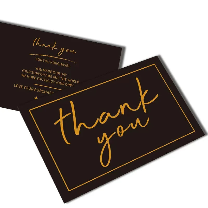 Luxury Black Custom Thank You Cards Eco Thank You Wishing Cards Personalized Thank You Loyalty Card with Gold Foil