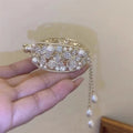 Crystal Rhinestone Tassel Hair Claw Clip Ponytail Button Meatball Head Plate Hair Clip for Women's Head Hairpin