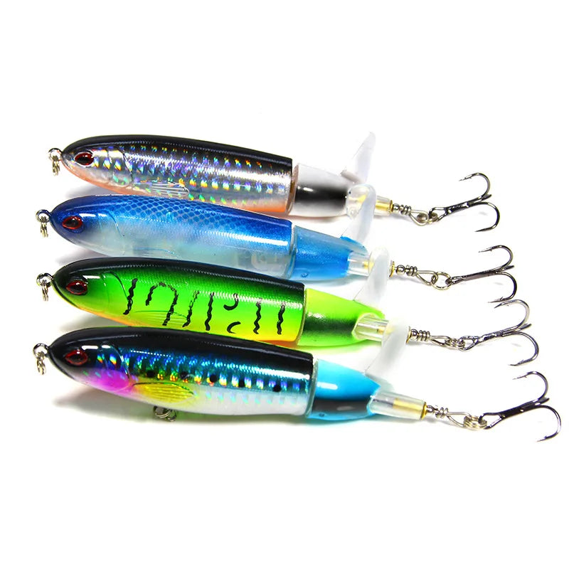 Whopper Topwater Pencil Popper Lures 15g 11cm Lifelike Hard Bait Propeller Fishing Lures