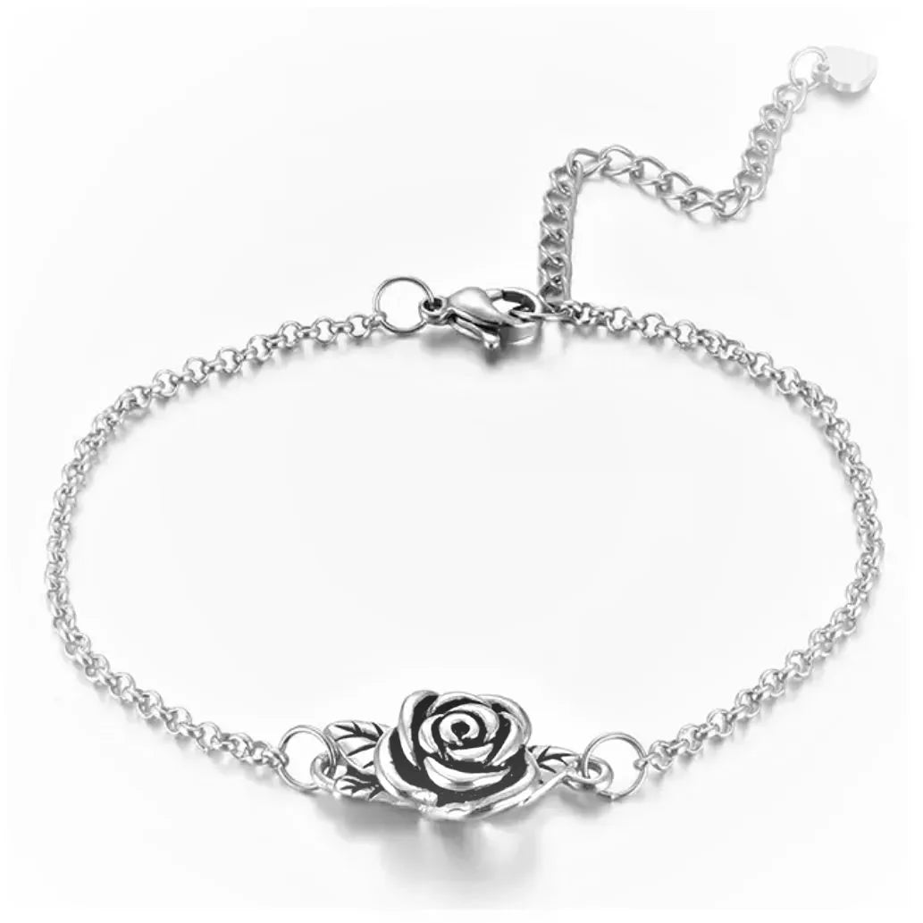 Stainless Steel Rose Flower Cremation Urn Bracelet Flower Keepsake Bracelet Memorial Bangle Urn Jewelry Rose Flower Bracelet Urn