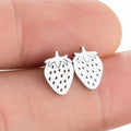 Cute 18K Gold Silver Rose Plated Stainless Steel Charm Strawberry Stud Earring for Women