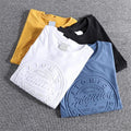 OEM Custom Men's Fashion Cotton Crewneck T-Shirts Plain Short Sleeve with Embossed Logo Knitted 3D Pattern Design