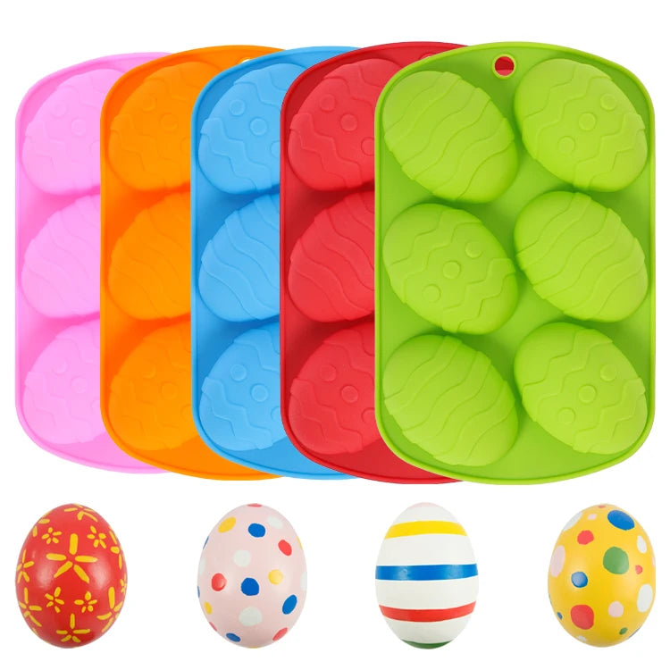 New Arrival Easter Egg 6 Holes Cake Mold Homemade Silicone Chocolate DIY Mold Festival Baking Tray Home Baking Tools