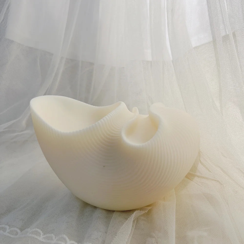Aesthetic Wavy Fluted Geometric Striped Silicone Wax Candle Moulds Unique Sculptural Ribbed Candle Mold Home Decor