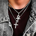 Classic Design Trendy Hip Hop Women Men Brass Bling Micro Pave 5A Zircon Diamond Rope Chain Christian Jesus Cross Necklace Party