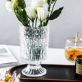High-footed Light Luxury American-style Living Room Flower Arrangement Dining Table Home Decoration Transparent Glass Vase