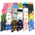 Mermaid Unicorn Dinosaur Sky Funny Socks Women Fruit Food Hot Pot Cute Jacquard Crew Female