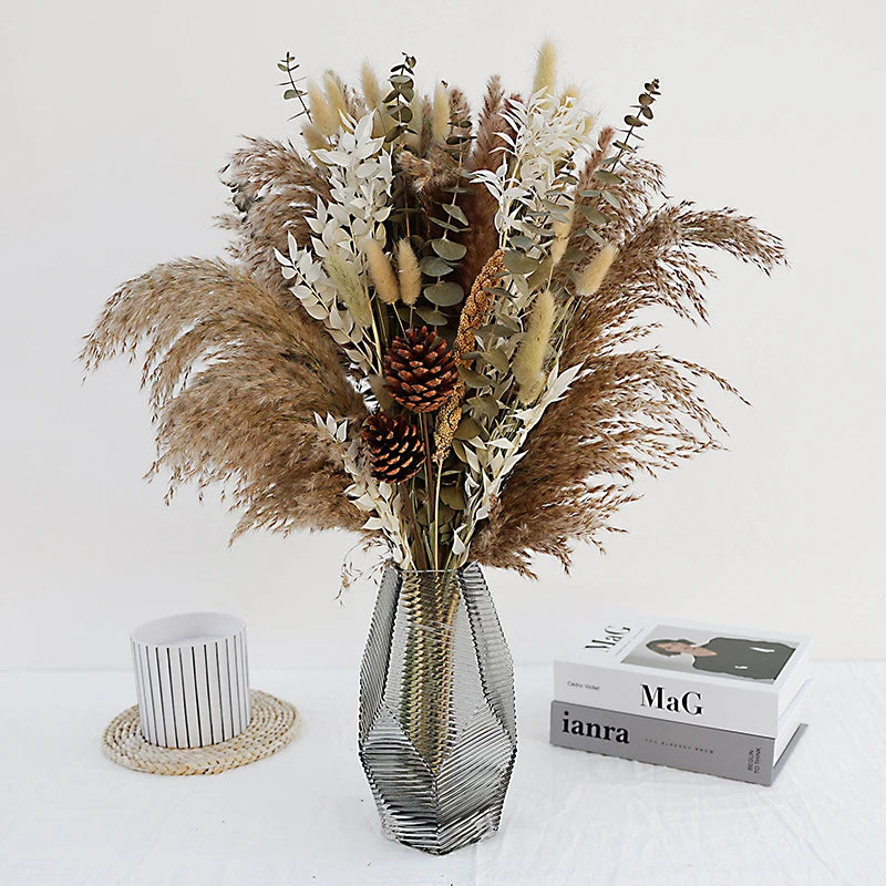 Artistic Retro Style Natural Eucalyptus Reed Dried Flower Bouquet for Wedding Home Christmas Ornament Window Decoration MegaBDM