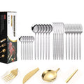 Hot Sale 24 Pieces Stainless Steel Silverware Gift Gold Matt Cutlery Set Spoon and Fork