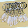 Wholesale Keychains Natural Raw Rough Clear Quartz Crystal Key Chain Gemstone Keychains Key Rings Healing Crystals