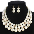 Europe and America Exaggerated Fashion Imitation Pearl Multi-layer Pearl Necklace Earrings Set