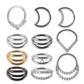 Surgical Steel Nose Piercing Ring Hinged Septum Clicker Diamond Encrusted Zircon Ear Cartilage Tragus Body Piercing Wholesale