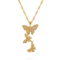 High end jewelry dainty full diamond butterfly pendant necklace jewelry
