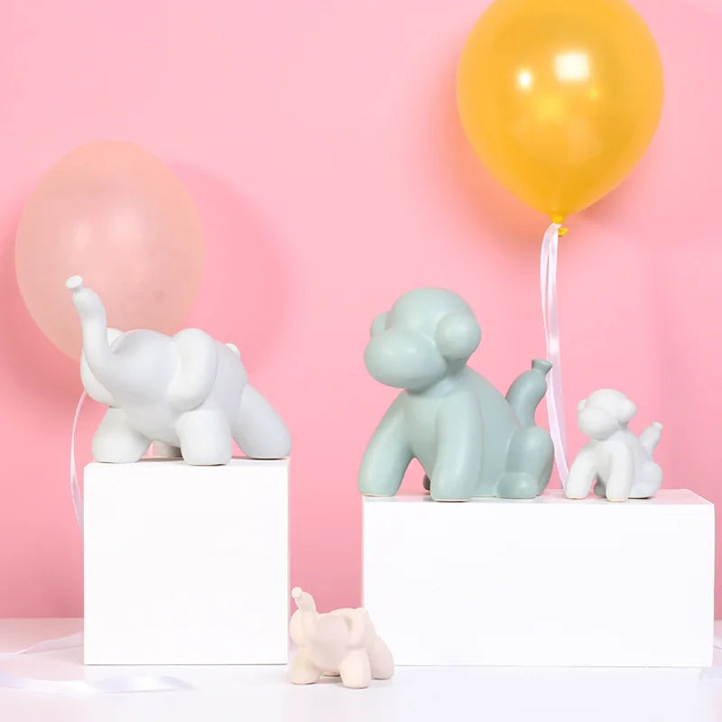 Nordic Modern Style Eco-Friendly Durable Ceramic Elephant Home Decor Cute Animals Party Decorations Table Display for Graduation
