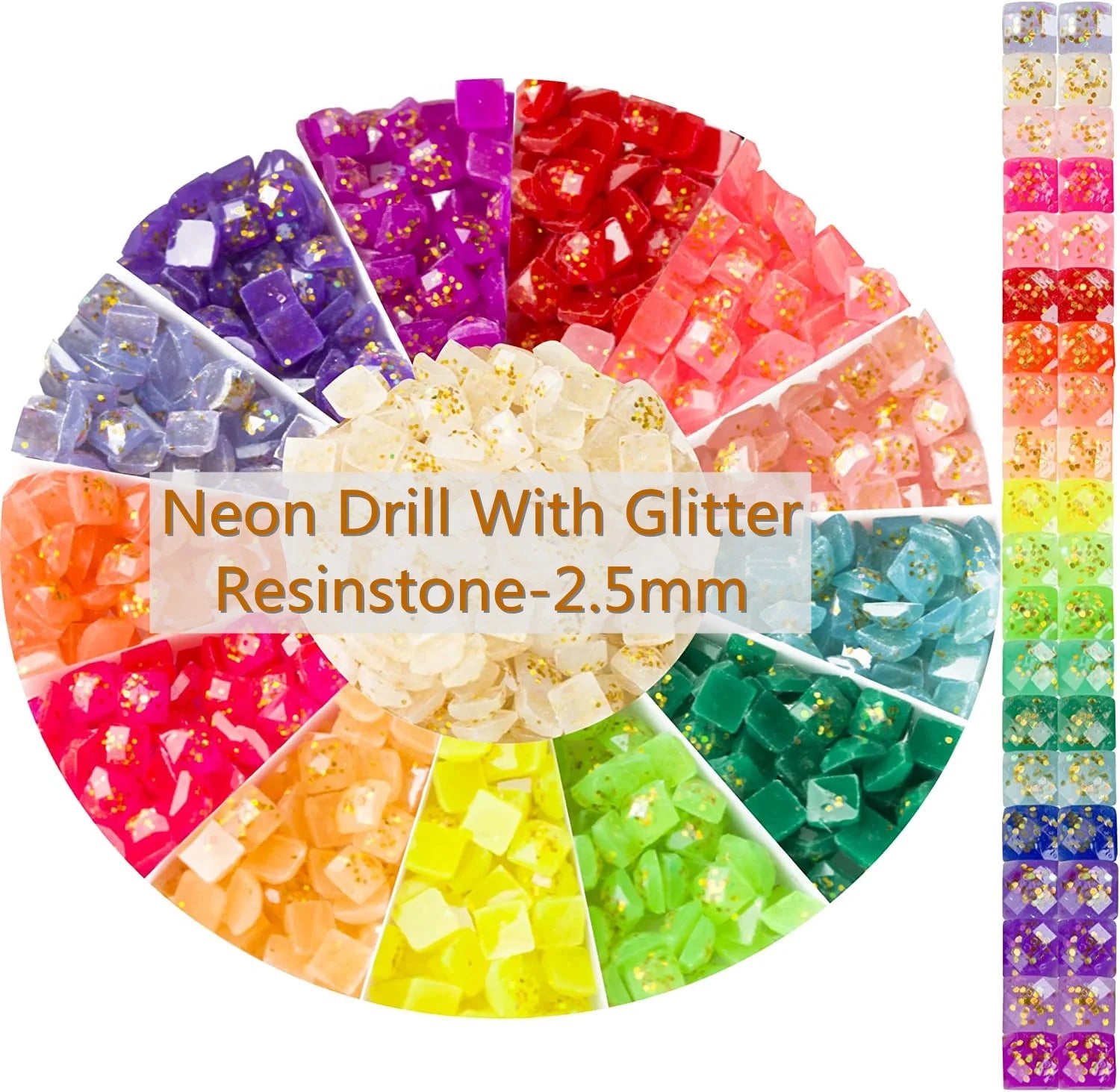 R-09/10 Sparkling Glitter Drill Dazzling Beads Diamond Art Painting Jelly Glitter Neon Drills